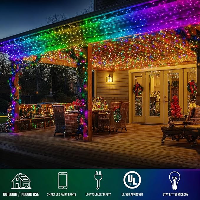 TW SHINE Smart Christmas Lights, 100 LED 33FT Color Changing Halloween String Lights Clear Wire with Remote & APP, Waterproof RGB Christmas Tree Light for Outdoor Indoor Decorations