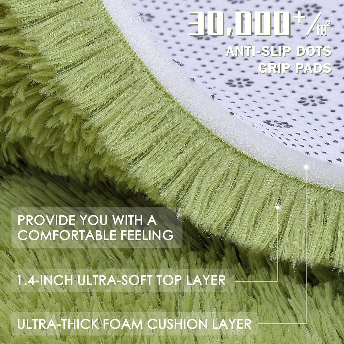 OLANLY Area Rug - Soft Fluffy Shaggy Design | Machine Washable 4x5.9 ft - Grass Green for Living Room & Bedroom