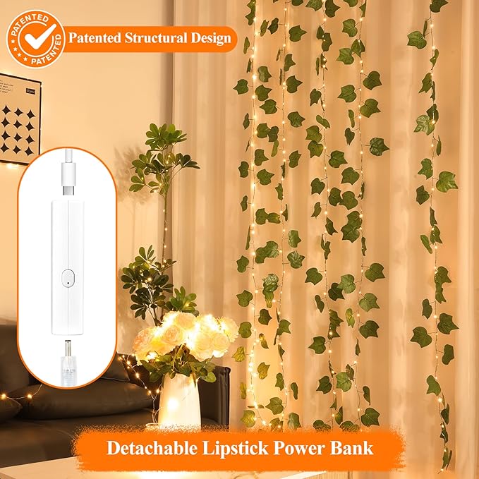 Lakumu 132FT(33 * 4) Fairy Lights Battery Operated, Rechargeable String Lights with Timer, LED Twinkle Lights for Bedroom, Christmas Decorations, Wedding, Centerpiece Table Decor, Warm White