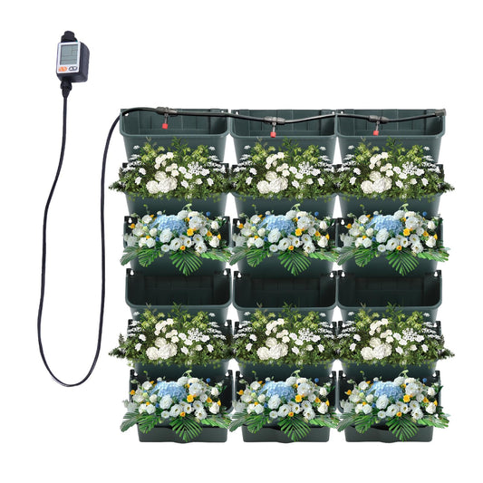 CNCEST Self-Watering Wall-Mounted Planter Indoor/Outdoor Decor,Garden Upgraded (18 Pockets) Wall Planter Indoor Vertical Living Green Wall with 18 Pots Easy Installation (Green)