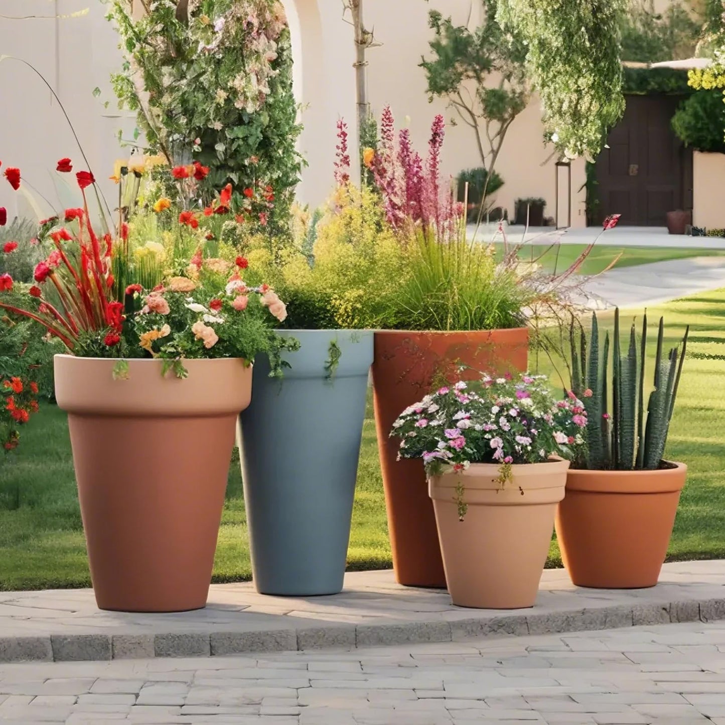 2 Pack Plant Riser Inserts for Large Pots, 8 in/10 in Interchangeable Sturdy Planter Inserts & 21 - 33 in Adjustable Height Lifters Planter Filler for Indoor & Outdoor Various Shapes Pots（Green）