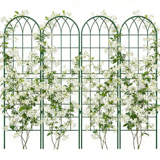 4 Pack Metal Garden Trellis for Climbing Plants, Green Metal Garden Trellis for Vines Plant Rose Vegetable Support,Large Decorative Outdoor Trellis