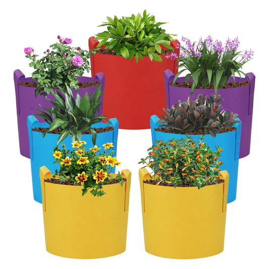 LITLANDSTAR 7-Pack 10 Gallon Colorful Grow Bags, Thickened Nonwoven Plant Fabric Pots with Handles, Heavy Duty Garden Planting Bag for Vegetable, Herbs & Flowers, Come with 4 Colors