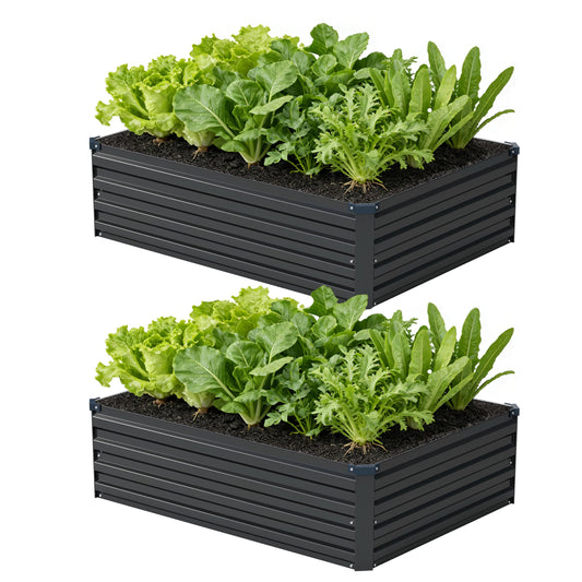 zunatu 4x3x1 ft(2 Pack) Galvanized Raised Garden Bed,Outdoor Planter Box Metal Patio Kit Planting Bed for Vegetables Flowers and Succulents,Black
