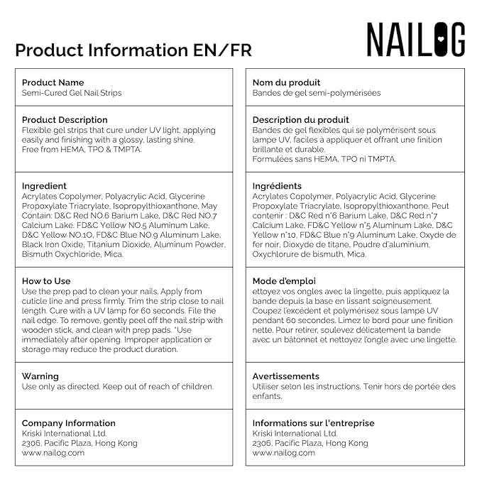 NAILOG Semi Cured Gel Nail Strips (20 Extra Long Nail Polish Strips) │ Long Lasting Gel Nail Stickers, Nail Wraps with Glossy Gel Finishing (Snowflake)