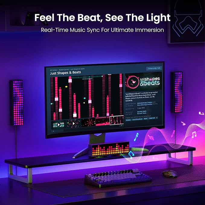 YEELIGHT Smart LED Pixel Table Lamp, DIY Desk Lamp 16M Colors, Music Sync RGB+IC Display for Clock/Emoji, Compatible with Alexa & Matter, App Control, 2.4GHz WiFi, Gaming Room & Bedroom Decor