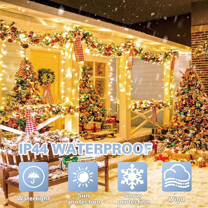 LAMPHOME 33ft Christmas Decorative Mini Lights, 100 LED Green Wire Fairy Starry String Lights Plug in, 11 Lighting Modes, for Indoor Outdoor Xmas Tree Wedding Party Decoration (Warm White)