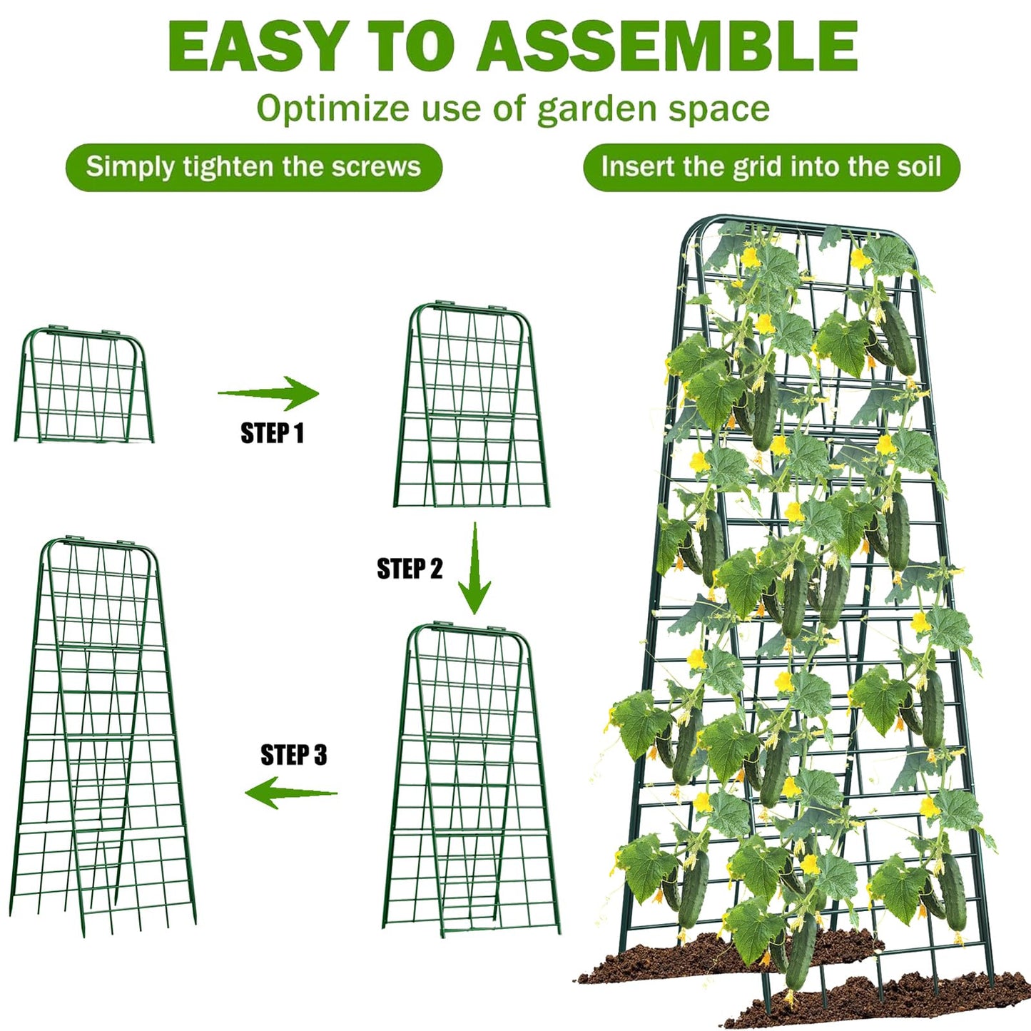 Heavy Duty 50"x17" Adjustable A-Frame Trellis for Climbing Plants – Rust-Proof Metal Garden Trellis with Dense Grid Design, Perfect for Raised Beds, Tomatoes, Cucumbers & Outdoor Vines (Green, 1 Pcs)