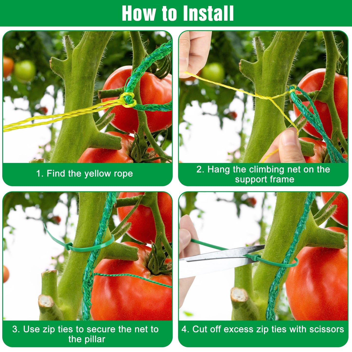 Unves Trellis Netting, 26.2 x 6.6 Ft Garden Trellis for Climbing Plants, 27 Strands & 4x4 Inch Mesh Plant Net for Tomato, Cucumber, Heavy Duty Net for Vegetables, Fruits, Grapes, Bean