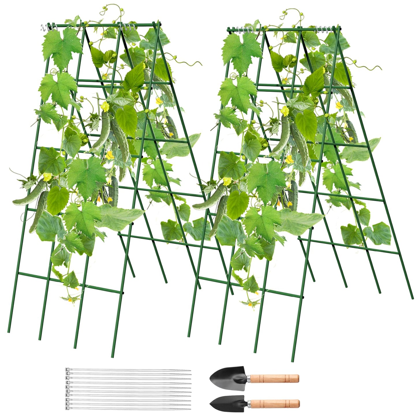 No Assembly Required Cucumber Trellis,2 Pack Trellis for Cucumbers,Outdoor Raised Bed Climbing Plant Support,A-Frame Garden Frame,Used for Vegetables,peas,Tomatoes,Squash,Melon and Fruit Frame