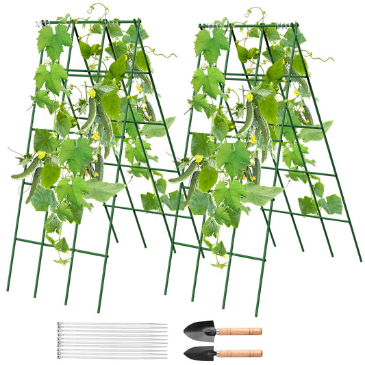 No Assembly Required Cucumber Trellis,2 Pack Trellis for Cucumbers,Outdoor Raised Bed Climbing Plant Support,A-Frame Garden Frame,Used for Vegetables,peas,Tomatoes,Squash,Melon and Fruit Frame