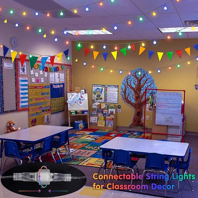 JMEXSUSS 100 LED Christmas Lights Indoor Plug in, 33ft 8 Mode Globe String Lights with Remote, Connectable Fairy Lights for Bedroom Room Tree Party Holiday Christmas Decoration (Multicolor)