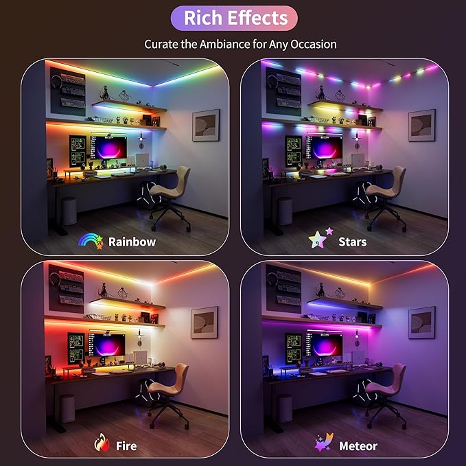 PAUTIX IP65 Waterproof RGB Smart IC COB LED Strip Light Addressable 16.4ft/5m,24V Color Flowing Strip Light Multicolor Flexible Tape Lights for TV,Room,Party DIY Decoration(Without Controller&Adapter)