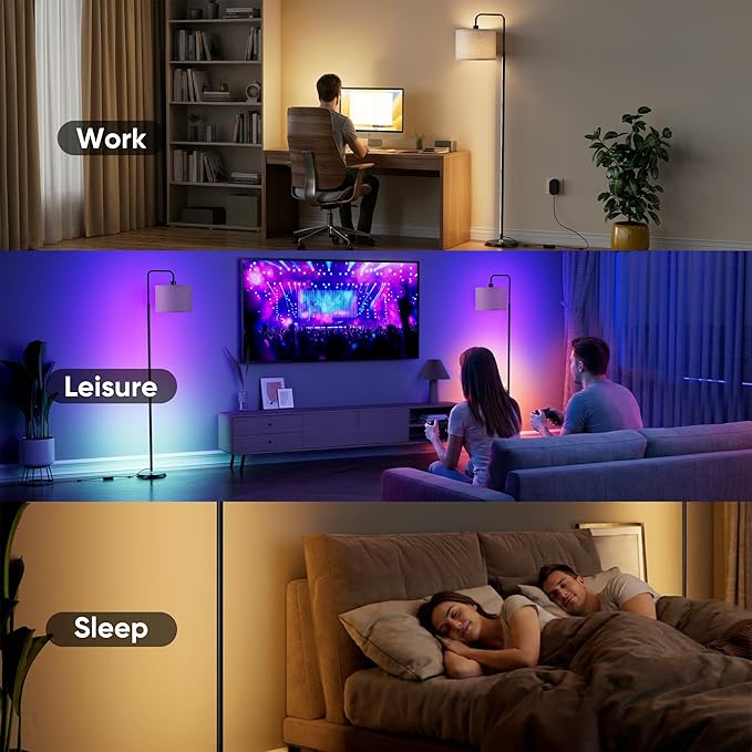 PARTPHONER Smart LED Floor Lamp with APP Control & RGB Colors - 69'' Dimmable Standing Lamp for Living Room Bedroom,12W Bulb Included Timer