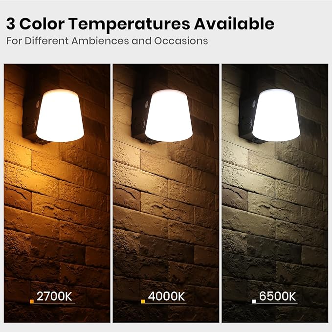 Outdoor Light Fixture, AC/Solar Hybrid Charging Porch Light Outdoor Dimmable, 2700K/4000K/6500K, PIR Motion Sensor, 1000LM Outdoors Sconce Lights Waterproof for Door Yard Garage, White,1pcs