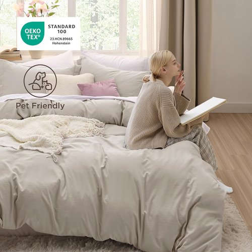 Bedsure Duvet Cover Set - King Size 3-Piece Extra Soft Cotton-Like Bedding | 104x90 Inches with Zipper Closure