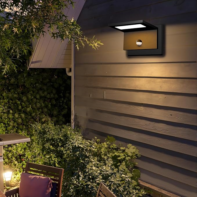 Motion Sensor Outdoor Wall Light, Modern Led Porch Light, Hardwired Outdoor Light Fixture, Anti-Rust Matte Black Sconce Lights Outside Lights for House,Garage, Front Door, Patio，Garden