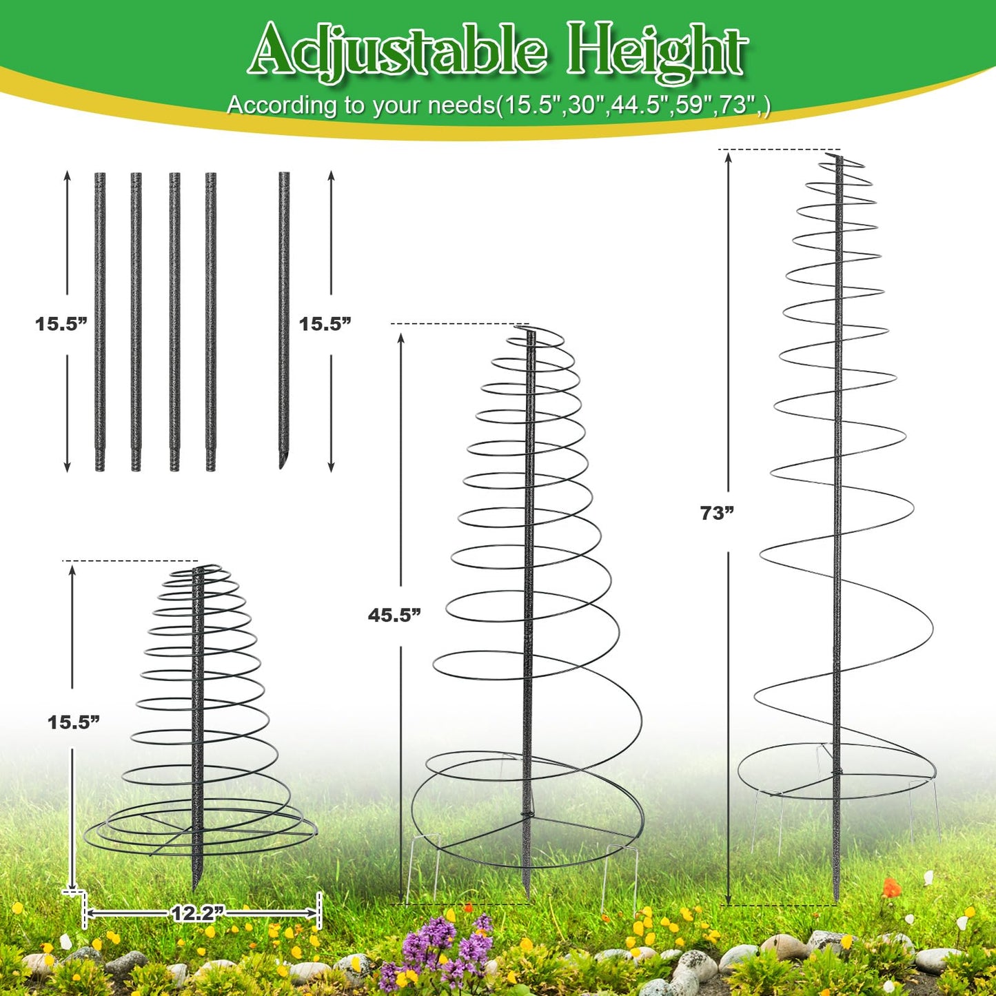 JAOTREL Outdoor Metal Trellis for Climbing Plants, Heavy Duty Rustproof Garden Trellis 60in, Sturdy Plant Support for Roses, Ivy, Tomatoes, Cucumbers, Flowers