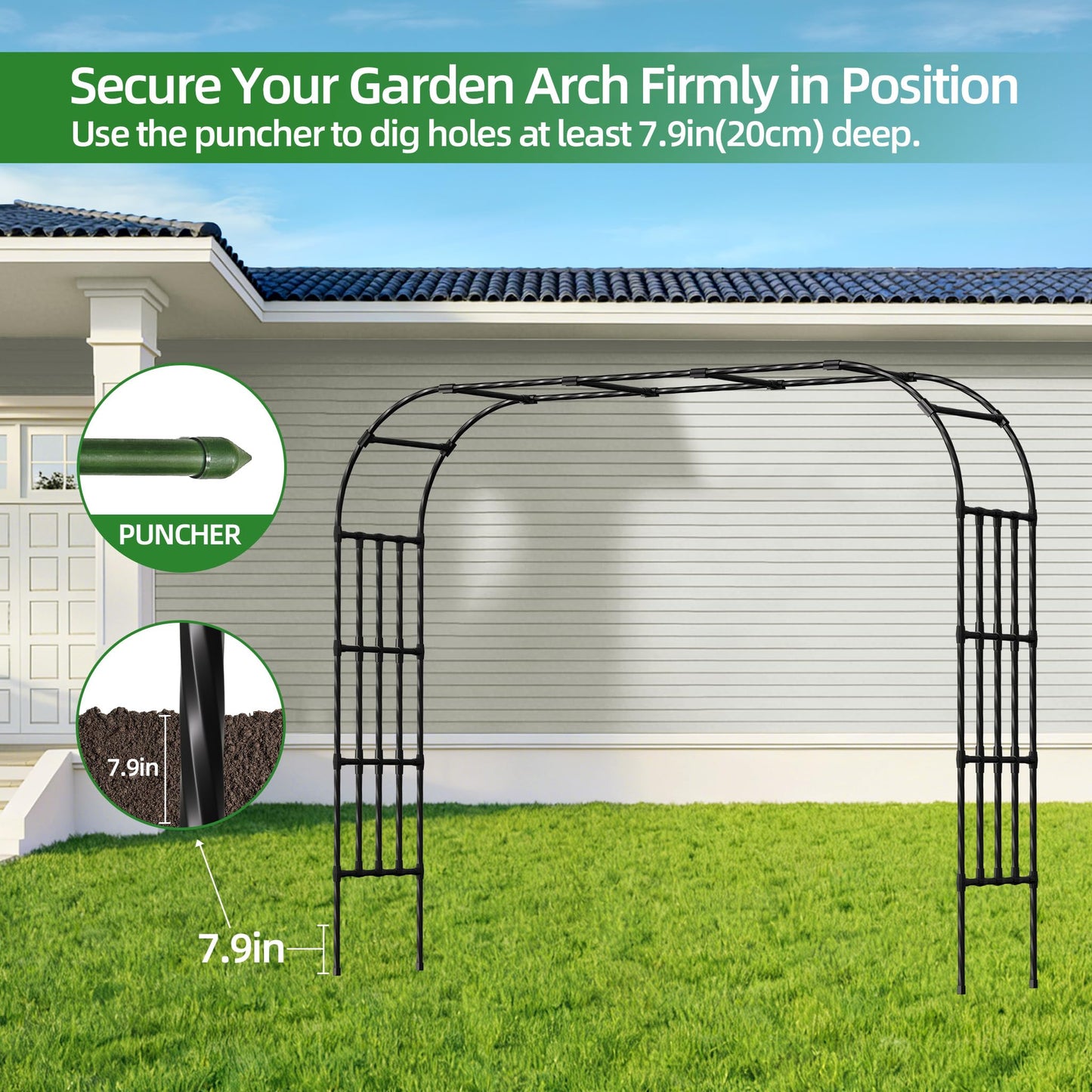 Large Garden Arch Trellis,11.75ft x 8.53ft Sturdy Metal Full Garden Arbor for Climbing Vines Outdoor,1.64ft Extra Wide Wedding Archway for Ceremony,Party,Lawn,Patio,Backyard,Black