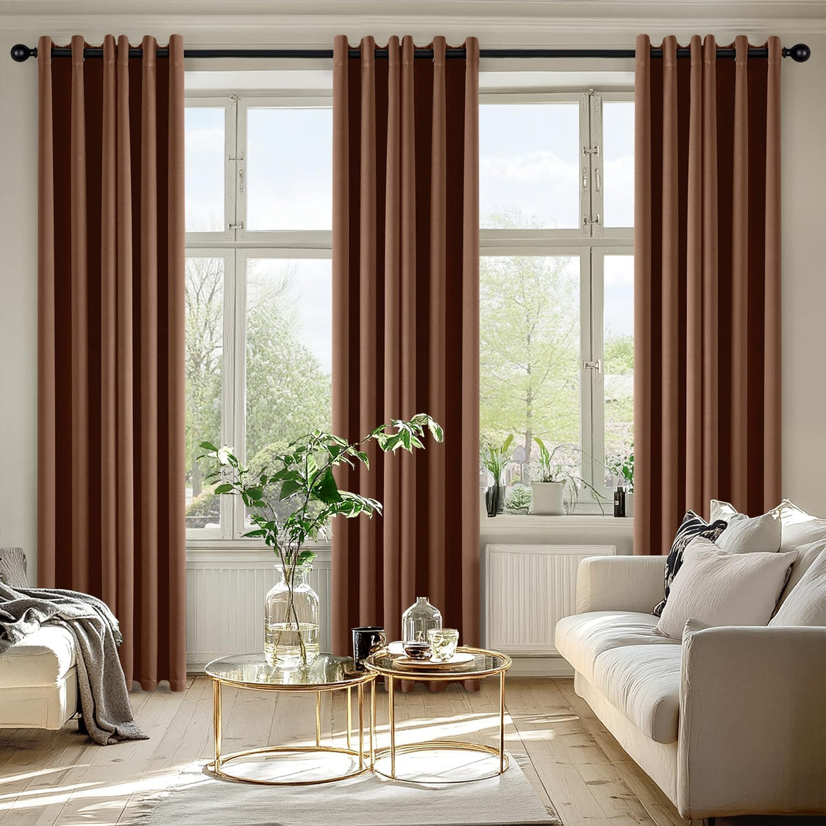 MIULEE Blackout Curtains - Thermal Insulated Room Darkening Drapes | 84-Inch Grommet Panels in Mocha Brown
