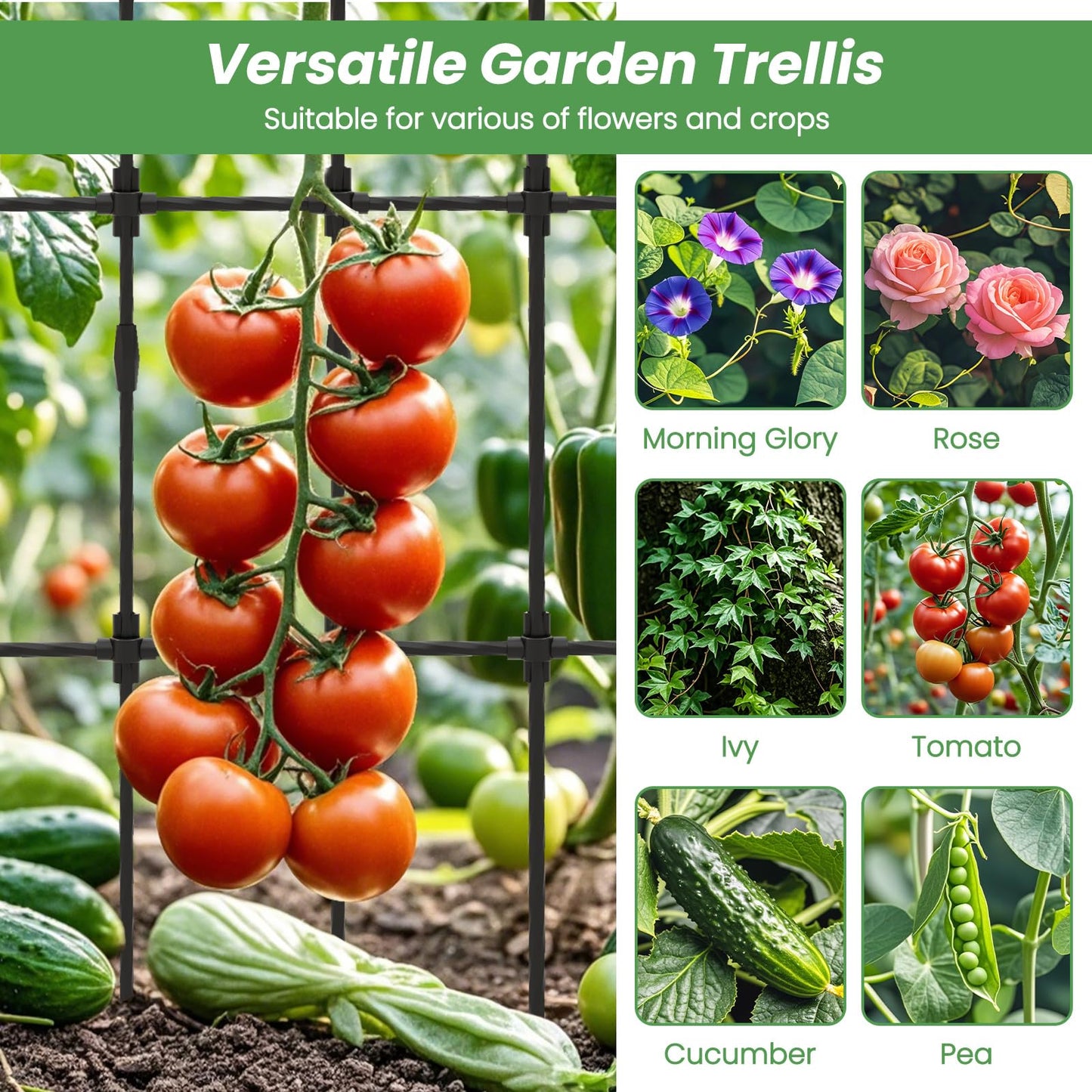 Giantex Outdoor Garden Trellis for for Climbing Plants, 73” Tall Trellis w/Rustproof PE Coated Metal Pipes, Garden Fence for Vine Cucumber Tomato Flower Clematis Roses, Outdoor Patio Lawn Decor