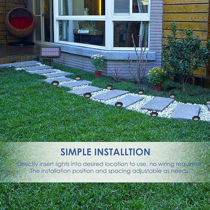 Solar Pathway Ground Lights 10 LED Solar String Ground Lights Solar Powered Inground Lights for Garden Lawn Walkway Driveway