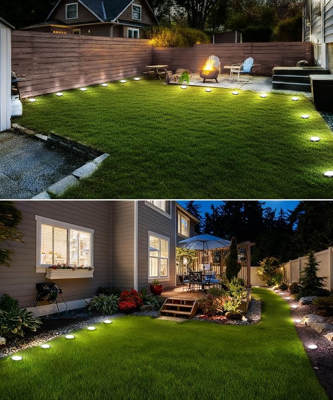 Mini Solar Ground Lights 12 Pack, Solar Lights Outdoor Waterproof, Solar Garden Lights Outdoor Landscape Lighting for Pathway Walkway Patio Yard Driveway, Cold White