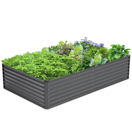 Ayen Guard 8x4x2FT Galvanized Raised Garden Bed,Galvanized Planter Boxes Outdoor, Large Metal Raised Garden Beds for Vegetables-Grey