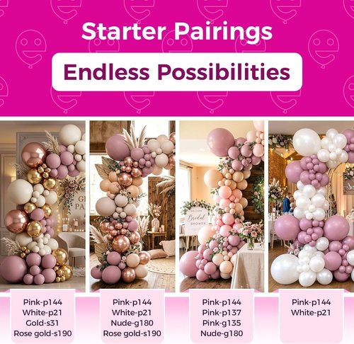 Bezente Mauve Balloons - 100 Pack 12-Inch Round Latex Balloons in Dusty Pink & Dark Rose for Weddings, Birthdays & More