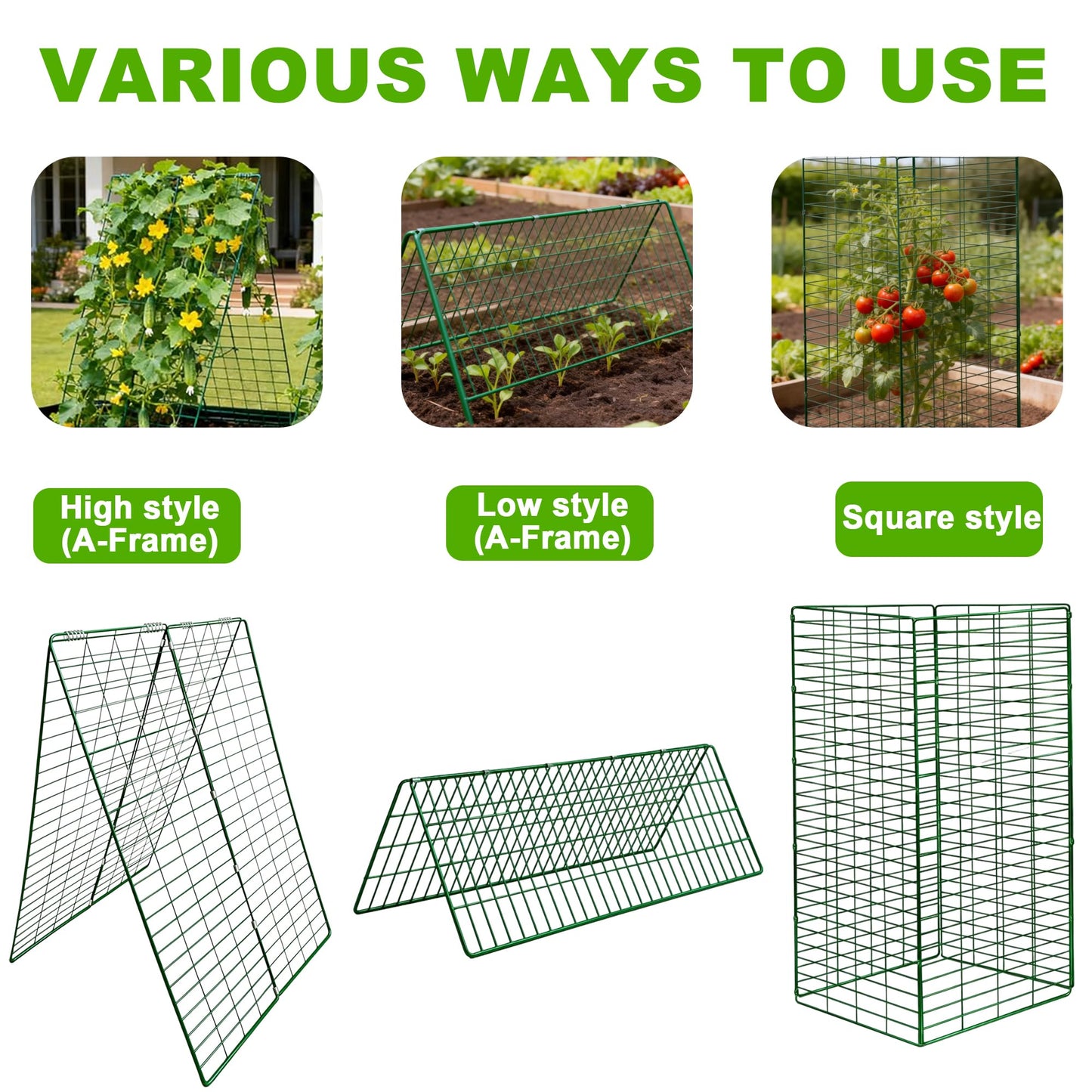 Cosbur 48" L x 34" W Cucumber Trellis for Raised Bed, A Frame Trellis, Vegetable Trellis with Garden Stakes and Zip Ties for Climbing Plants, Cucumber, Flowers