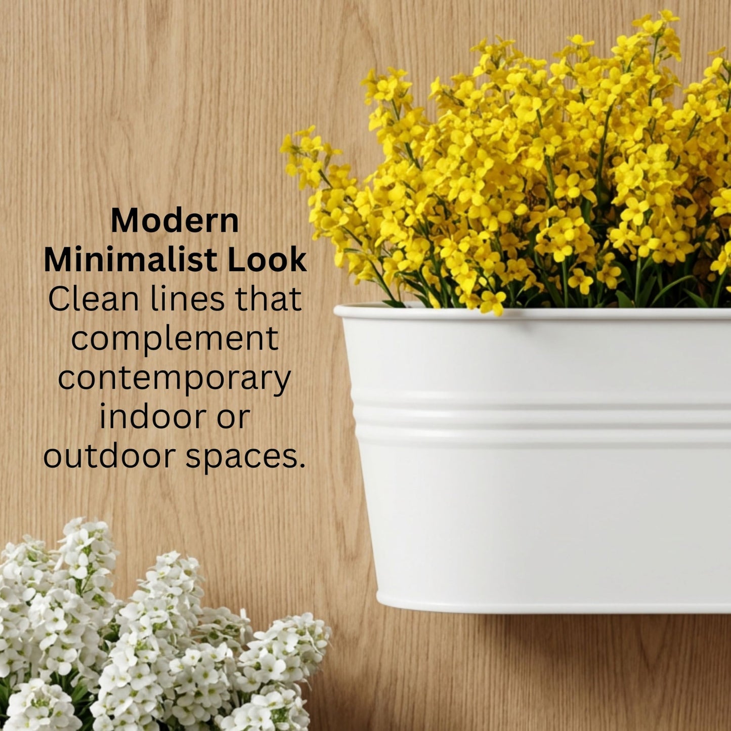 LaLaGreen Wall Planter (9.8 Inch, 6 Pack) White Oval Metal Pot Hanging Decor Flower Railing Fence Pots Mounted Indoor Plant Holder Porch Decorations Drainage Garden Plants Planters Balcony Home Yard