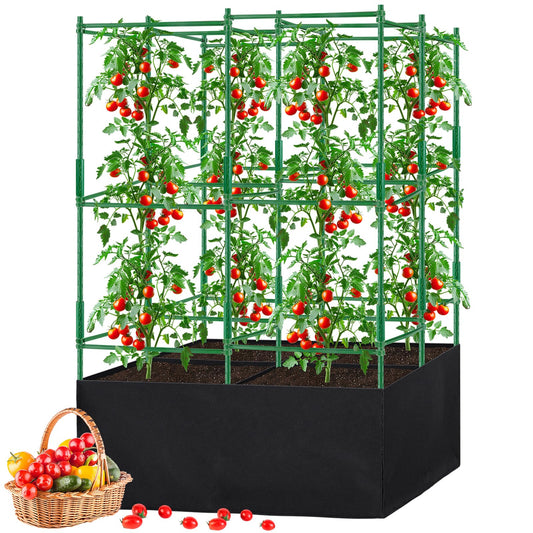 Tomato Cages, Square Tomato Plant Stakes Support Cages Trellis for Garden Climbing Cucumber, Vegetables, Flowers, Fruits with 30 Gallon Grow Bags