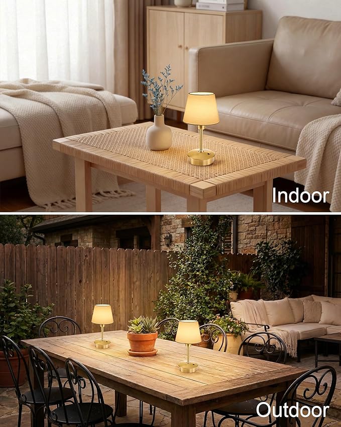 UMEXUS Small Cordless Table Lamp, 5200mAh Battery Operated Touch Lamps for Restaurant Dinner Table, Rechargeable Dimmable Portable Night Light for Bedside Dining Room Patio Kitchen Outdoor Décor