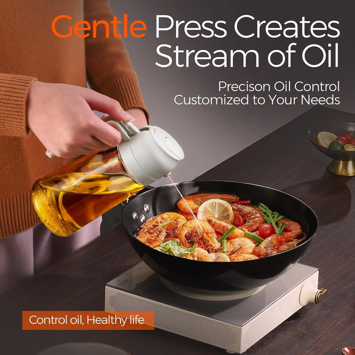YARRAMATE Glass Olive Oil Sprayer - 2-in-1 Premium Food Grade Dispenser | 16oz Creamy White