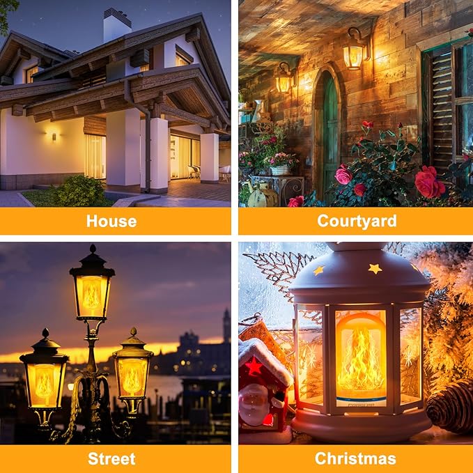 CPPSLEE Upgraded LED Flame Light Bulbs, 4 Modes Flickering Light Bulbs, E26 Base Fire Flame Bulb for Halloween Decorations Outdoor, Christmas Lights Patio Indoor Home Decor (Yellow, 1 Pack)