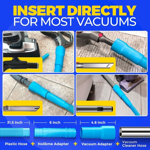 Holikme Dryer Vent Cleaner Kit - Lint Remover Vacuum Attachment Brush & Hose | Blue