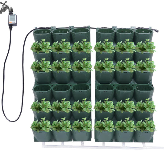 banborba Self Watering Wall Planter with 36 Pots, Wall Planters for Indoor Plants, Vertical Garden Planter, Wall Mounted Plastic Plant Grow Pots for Fruits Vegetables Flowers Herbs (Green)
