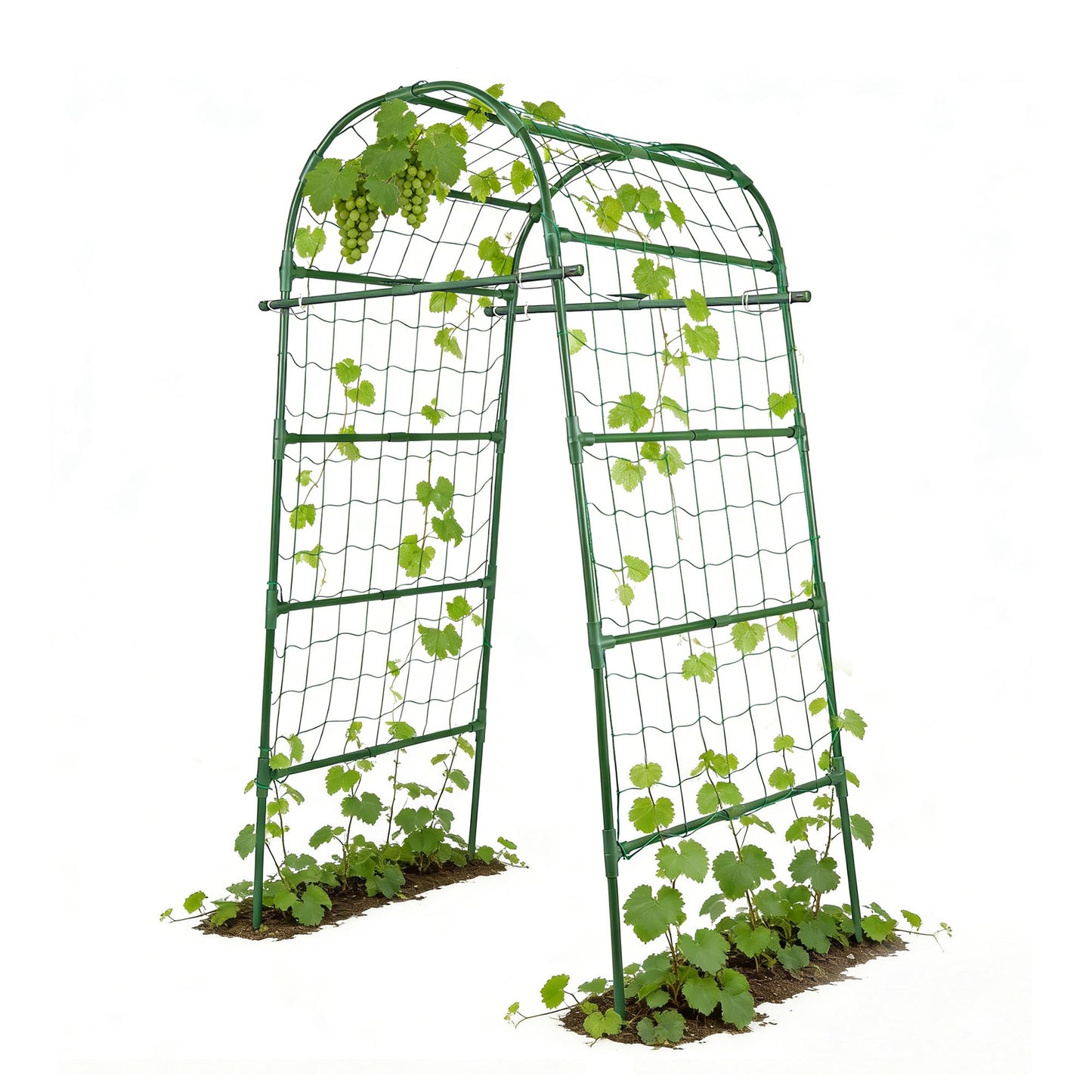 Garden Arch Trellis for Climbing Plants Outdoor, 7 Ft Tall Cucumber Trellis for Raised Bed, Metal Archway Arbor Trellis Support for Vegetables Beans Squash Peas Grape Vines Flowers