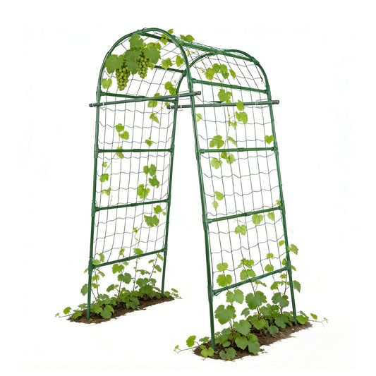 Garden Arch Trellis for Climbing Plants Outdoor, 7 Ft Tall Cucumber Trellis for Raised Bed, Metal Archway Arbor Trellis Support for Vegetables Beans Squash Peas Grape Vines Flowers