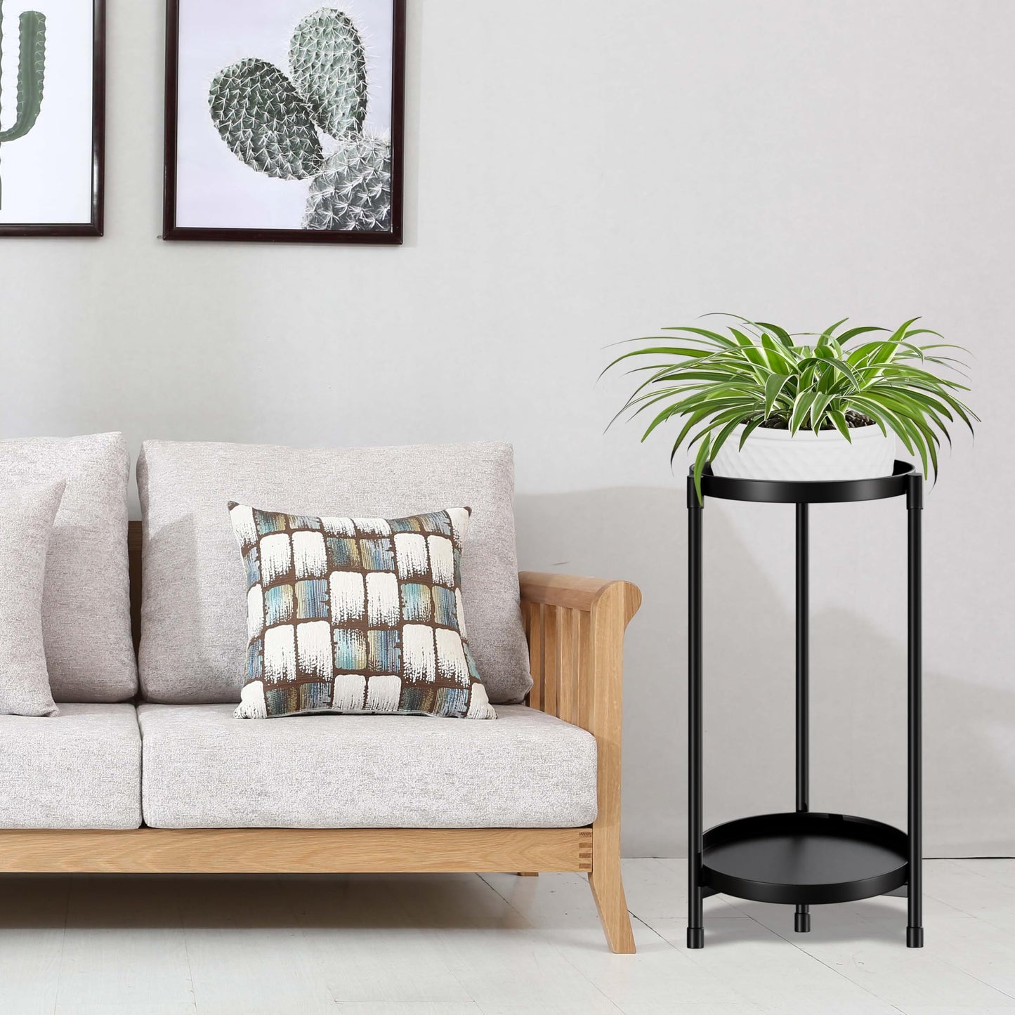 Atpddpey Plant Stand indoor outdoor - 2 Tier black Tall Metal Flower Pot Holder Potted Display Rack - Heavy Duty Corner Plant Shelf for Patio Garden Balcony Living Room Bedroom