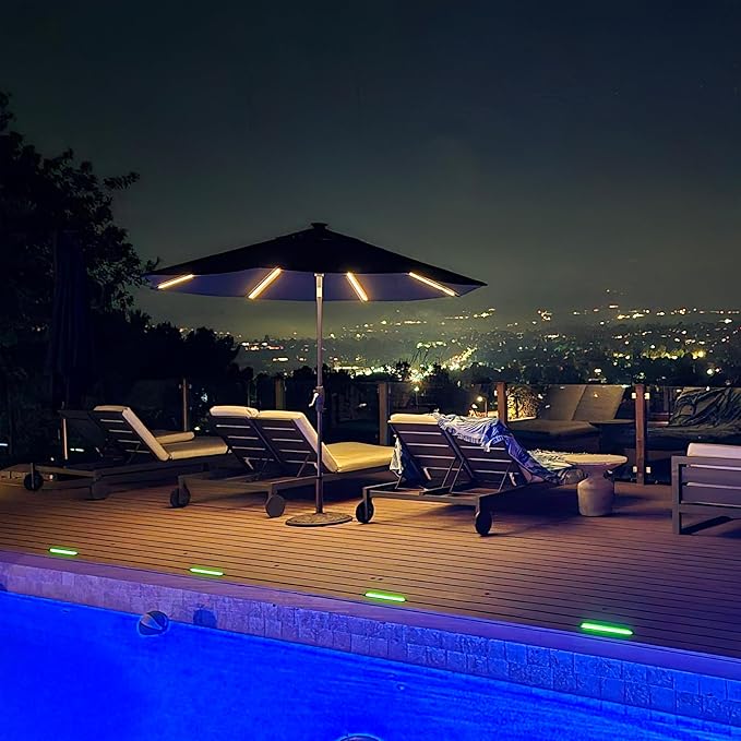 LUMENGY Deck Liner LED Light 0.5x9 Inch, 2700K Warm White, 12V Low Voltage, IP67 Waterproof, for Wood and Composite Decks and Patios, Brown, Stainless Steel Finish