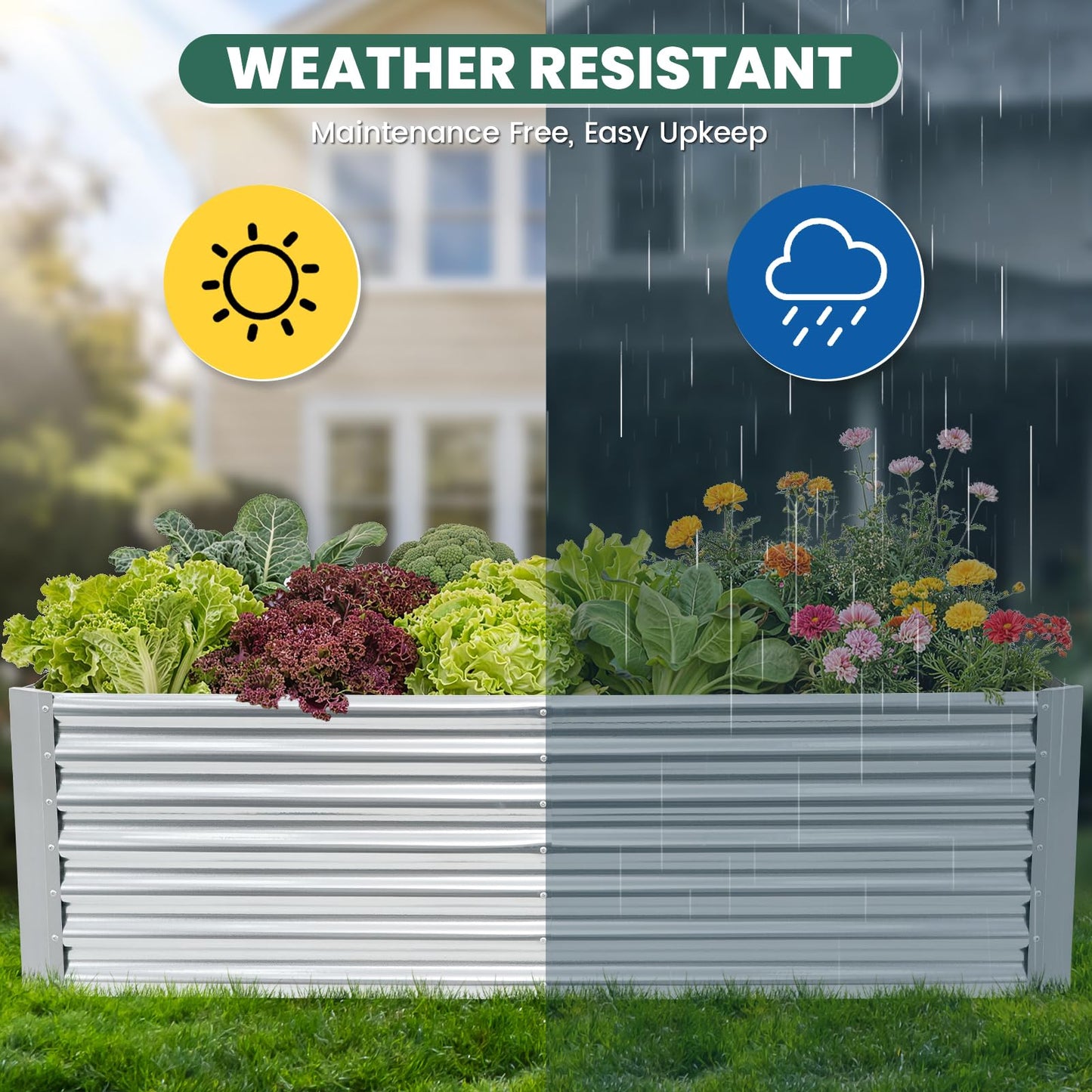 G GOOD GAIN 6x3x2 ft Galvanized Raised Garden Bed Kit, Large Metal Planter Box Outdoor for Vegetables, Flowers, Herbs, 269 Gallon Capacity Deep Root Design, Silver