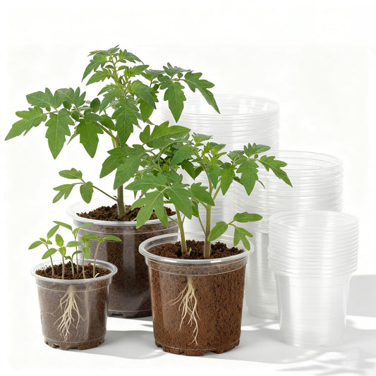 ENNUFO Clear Nursery Pots with Drainage, 30 Pack 4/5/6 Inch Plastic Pots for Indoor Plants, Transparent Seed Starter Pots, Clear Plant Pots with Drainage Holes, Pot Liners for Seedlings & Houseplants