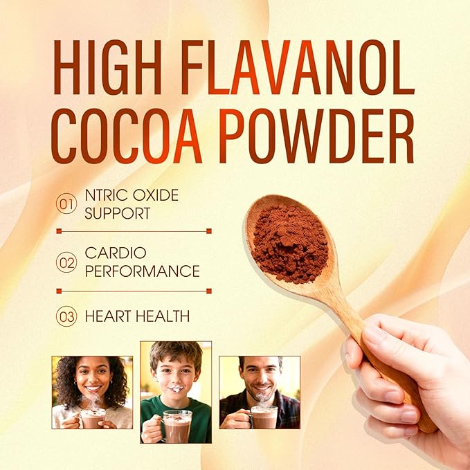 High Flavanol Cocoa Powder, Cocoa Flavanols 1200mg & Flavonoids, Improve Circulation, Energy, Supports Heart Health (3)