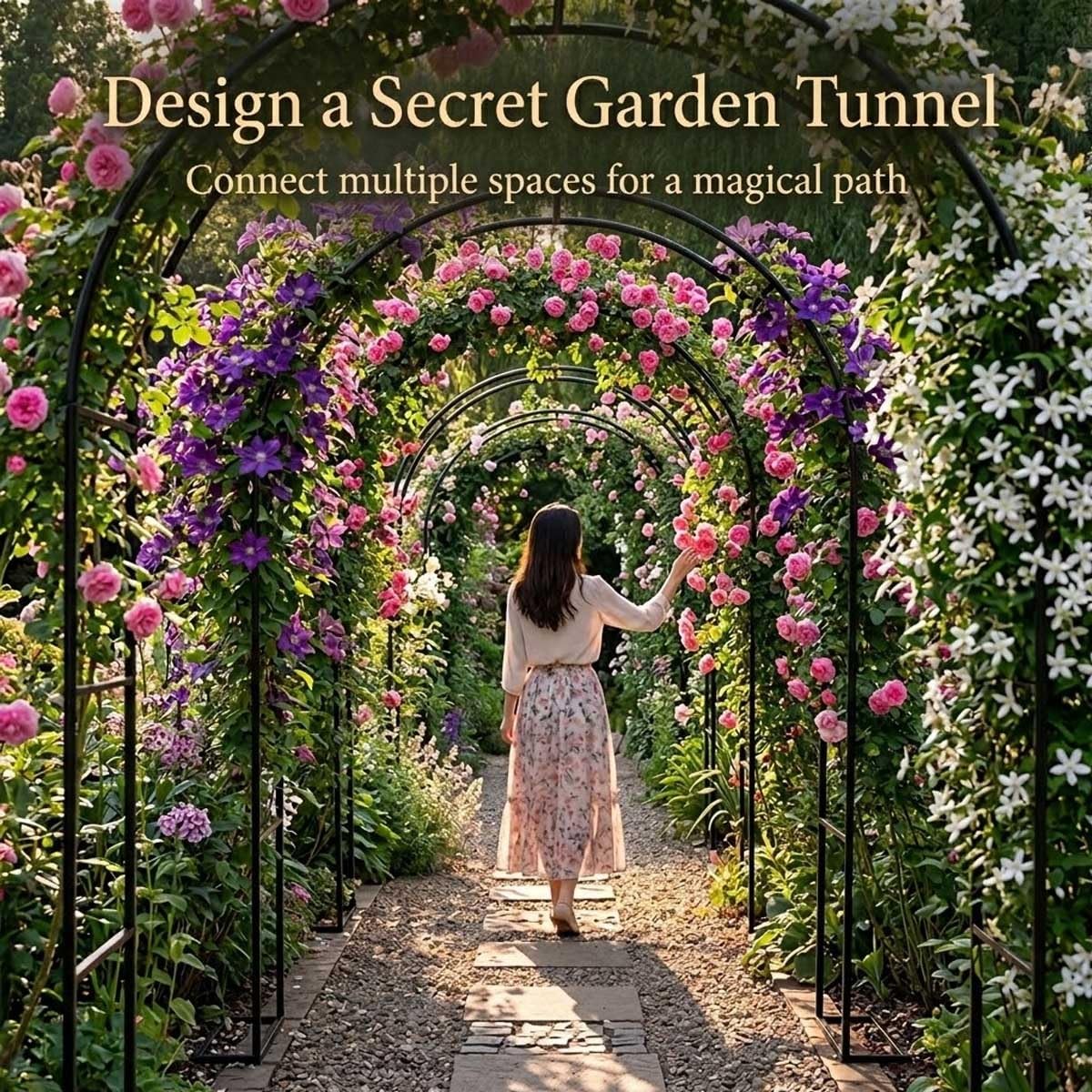 Garden Arch Trellis for Climbing Plants, Metal Outdoor Archway Arbor Stand Frame for Wedding Ceremony, Backyard Raised Bed Cucumber Vines, Floral Decorations 4.6ft 7.8ft 11ft(Green,W7.87ft*H7.22ft)