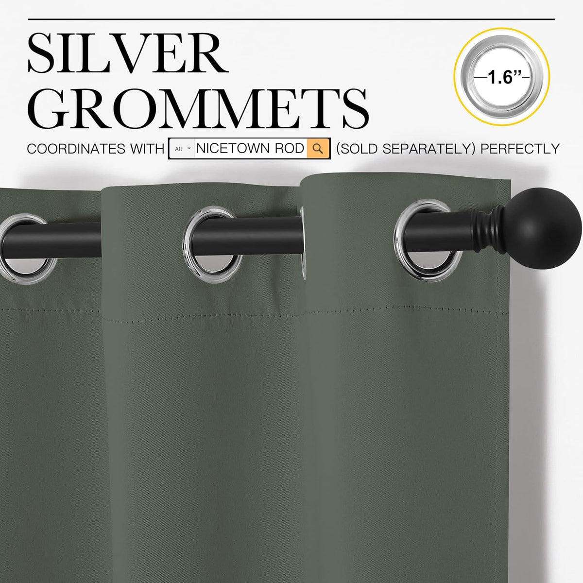 NICETOWN Blackout Curtain Panels - Thermal Insulated Solid Grommet Drapes | Dark Mallard, 42x50-Inch (1 Pair)