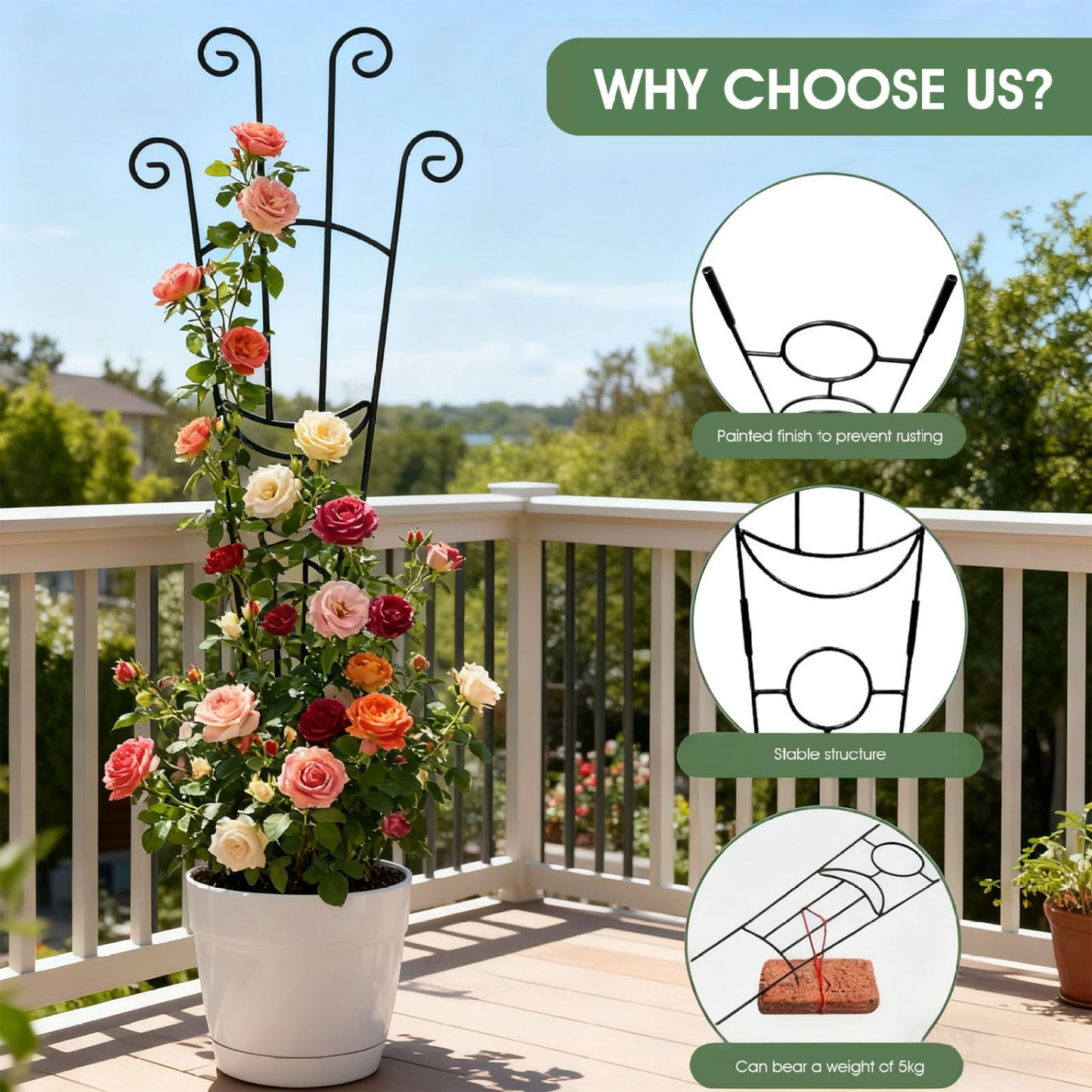Stackable Metal Plant Trellis, 2Pcs Trellis for Climbing Plants Indoor, Adjustable Height Plant Support for Potted Climbing Plants (32.7 Inch Tall)