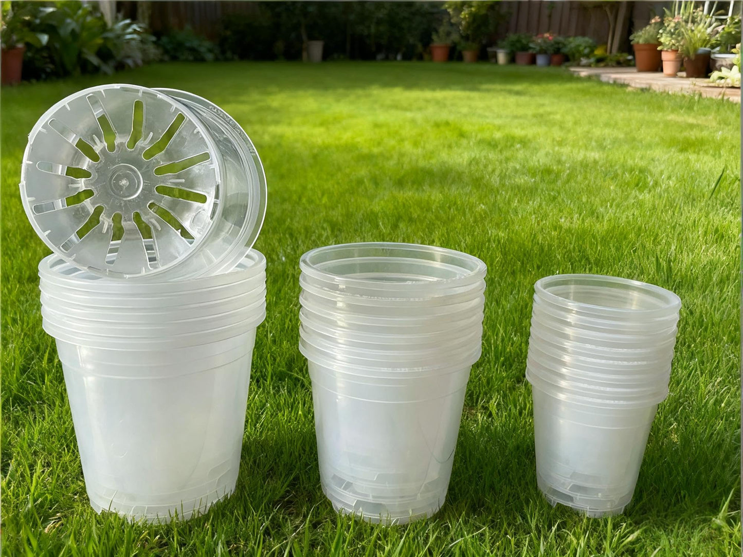 NABAOXUN 12 Pack 6.7/5/4.5 Inch Clear Plastic Pots for Plants，Thickened and Durable Nursery Pots for Plant，Plastic Plant Pot Seedling Planter Seed Starter Flower