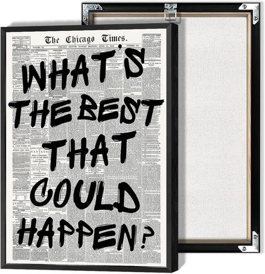 Vintage Black & White Newspaper Quote Poster - Positive Affirmations Wall Art | 12x18in Framed Decor