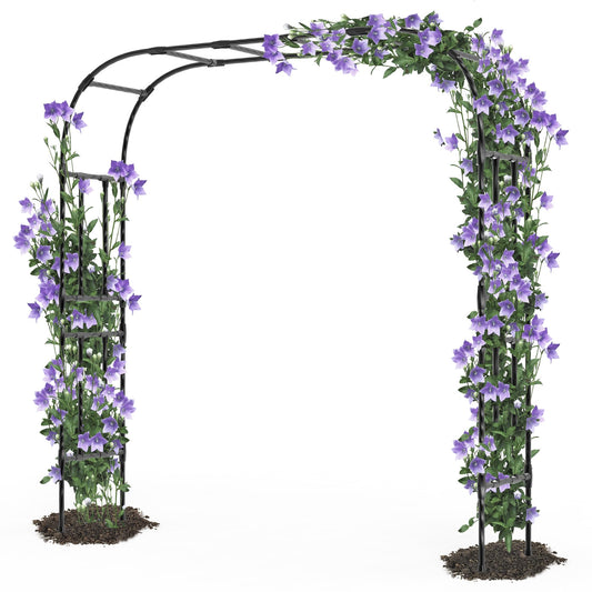 Trellume Thickened Metal Garden Arch-98.4"(L)*94.5"(H),Garden Arch Trellis for Climbing Plants Outdoor, Heavy Duty Rust-Proof Iron Arbor Archway for Backyard, Patio, Lawn and Wedding Decorations